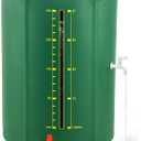 100 Gallon Rain Barrel with Water Level Indicator, Detachable Filter Screen Designed for Rain Water Collection Barrel, Rain Barrels to Collect Rainwater from Gutter with Spigots and Overflow Kit (Green)