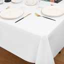REWOMC 6 Round Tablecloths - 90 Inch, White Polyester Table Cover for Round Table, Stain and Wrinkle Resistant Washable Fabric, Wedding Banquet Parties