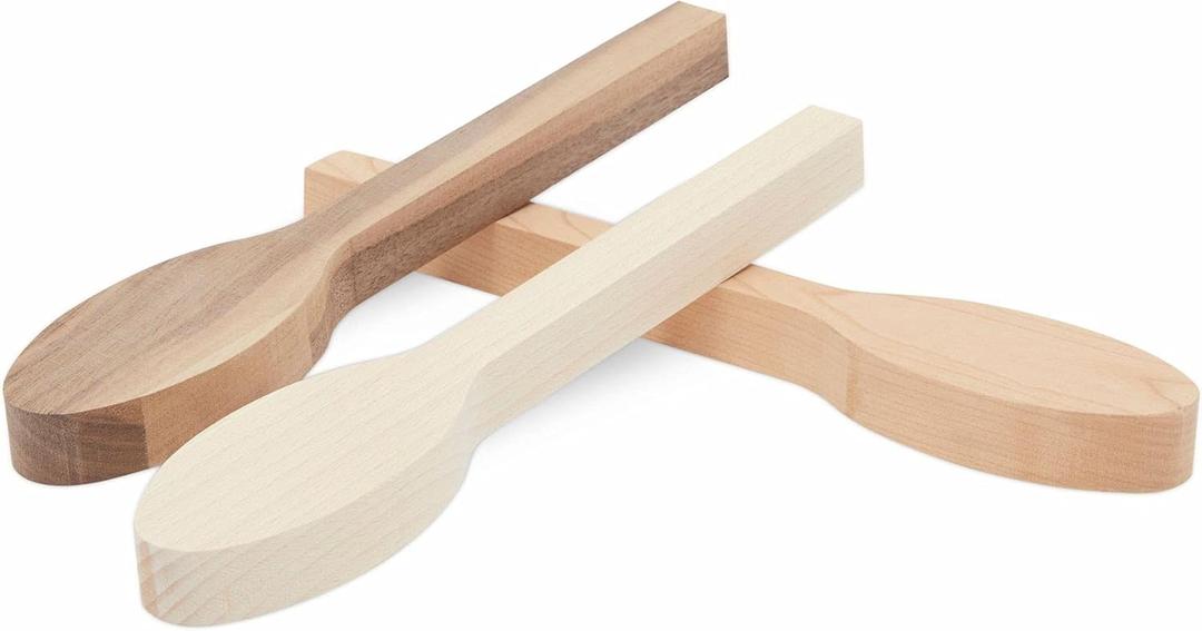 3 Pieces Blank Wood Carving Spoons for Whittling, Basswood, Cherry Wood, Walnut Wood, 10.3 Inches