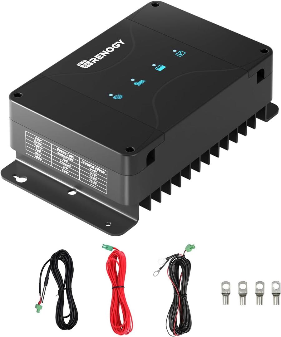 12V 50A DC to DC Charger with MPPT for Solar & Alternator Input - Smart On-Board Battery Charger for RV, Marine, Car - Charge AGM, Lithium, Gel, Flooded Batteries