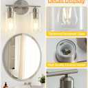 Bathroom Light Fixtures, 2-Light Brushed Nickel Vanity Lights, Modern Bathroom Lighting Fixtures Over Mirror with Clear Glass Shade, Wall Sconce Lighting for Bedroom Living Room