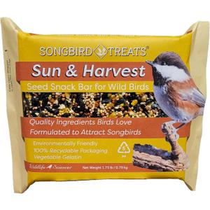 Songbird Treats Seed Bars | 8 pack of 1.75 -2 lb Bird Seed Cakes for Wild Birds (Sun & Harvest) (EXP 01/07/28)