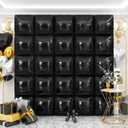 Black Square Foil Balloons Wall Backdrop 20Pcs Double Sided Black Balloon Tunnel Arch Kit For Birthday New Year Baby Shower Party Decorations