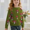 Cubear Girls' Knit Pattern Pullover Sweaters Crewneck Long Sleeve Fall Casual Tops, Size 5-14 Years (Green)