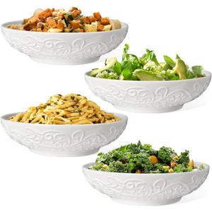 Artena Cereal Bowls 26 OZ, Ceramic Soup Bowls For Kitchen, Embossment Bowls For Rice Pasta Salad, Pasta Bowls 32oz, Ceramic Large Salad Bowls 8 inch, Embossed Soup Bowls Set of 4