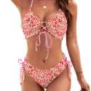 Blooming Jelly Womens Bikini Sets Cut Out Sexy Bathing Suit Summer Curvy Swimsuits 2026 (Large, Pink Floral)