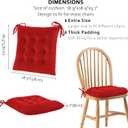 ELFJOY Set of 4 Square Chair Pads Indoor Seat Cushions Pillows with Ties Thick Soft Seat Cushion for Kitchen Dining Office Chair (18", Red)