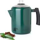 Mixpresso Green Stainless Steel Coffee Percolator Stovetop, 37oz Classic Percolator Coffee Pot, Great For Camping Pot, 5-8 Cup Stove Top Espresso Maker, Cool-Touch Handle