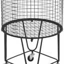 CosmoLiving by Cosmopolitan Metal Storage Cart Deep Set Rolling Mesh Laundry Basket , 18" x 18" x 24", Black (17" x 17" x 25")