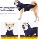 Dog Calming Hoodie Vest, Breathable Anxiety Jacket with Head Cover for Anxiety Relief and Ear Protection, Adjustable Harness with Soft Hoodie for Dogs (Navy, X-Small)