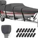 VINPATIO Trailerable Boat Cover, 600D Solution-Dyed Bass Boat Cover, 14-16 ft Heavy Duty 100% Waterproof Boat Covers Fits V-Hull Runabout Fishing Ski Pro-Style Bass Boats, Beam Width up to 90"