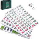 Pycoal Traditional Chinese Mahjong Tile Set, 1.18'' Melamine Mahjong Tile Premium 146PCS Mahjong Set with Portable Carrying Case, Instruction Manual, Dice Set, Mah jongg Game Set for Family, Gathering