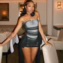 Sexy Mesh Sheer Y2k Tube Mini Dress for Women Date Night