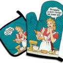 Droppin' A New Recipe on Your Ass,Funny Oven Mitts and Pot Holders,Silicone Non-Slip Oven Mitts,Kitchen Gift for Women,Housewarming Gift Ideas,Cooking Baking BBQ Gifts 2Pack