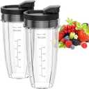 Pack of 2 Blender Cups Replacement for Ninja, 24oz Blender Cups with To-Go Lids Compatible with Nutri Ninja Auto IQ BN401 BN751 BN801 Bl450 BL456 BL480 BL482 BL642 BL682 Foodi SS151 SS351 SS401