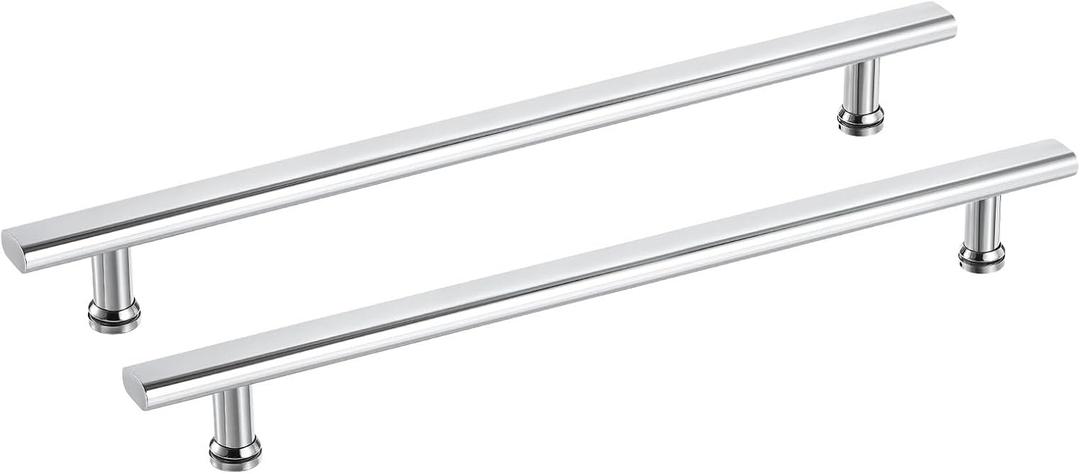uxcell 2 Pcs Shower Door Handle, 440mm Hole Center Shower Glass Door Pull Towel Bar 304 Stainless Steel Door Knob, Silver