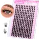 Yawamica Natural Lash Clusters DIY Cluster Eyelash Extensions 10-16mm Wispy Eyelash Clusters C Curly Individual Lashes 168 pcs Soft Cluster Lashes with Thin Lash Band DIY Lash for Self Application