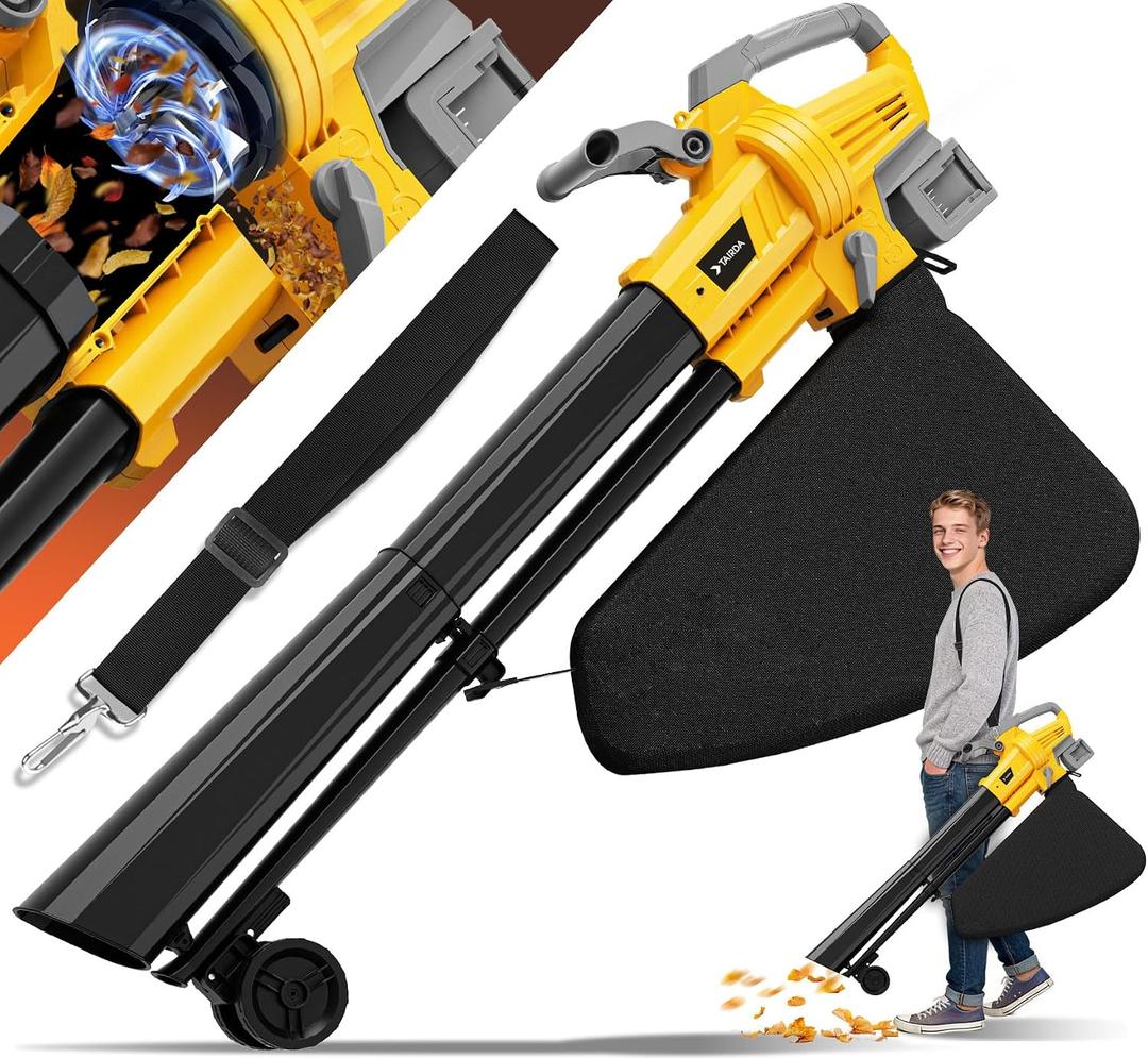 Leaf Blower Vacuum Mulcher Compatible for Dewalt 20V Battery(NO Battery), 3-in-1 Cordless Electric Leaf Vacuum Blower Mulcher with 40L Collection Bag Turbo Mode for Quick Patio Driveway Cleanup