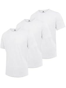 DOWMQ Mens T-Shirts Crewneck Cotton Tee Short Sleeve Classic Pullover Basic Summer Tops 3 Pack White, Large 