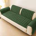 hyha Couch Covers for Dogs Washable, Non Slip Plush Dog Sofa Protectors, Fuzzy Pet Couch Covers for 3 Cushion Sofa Pet Friendly (Dark Green, 27.6" x 59")