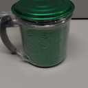 Kyraton Bacon Grease Container With Strainer, 48 oz Metal Shining Green Coating Oil Container, Pot Fat Storage With Lid, Easy Grip Handle Suitable For Storing Frying Oil And Cooking Grease