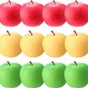 Libima 12 Pcs Fake Artificial Apples 3.3 Inches Fake Plastic Fruit Red Yellow Green Realistic Apples Lifelike Foam Decorations for Fall Rosh Hashana Harvest Festival Kitchen Decor