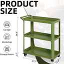 XCX 3 Tier Metal Utility Rolling Cart with Wheels, Green, 13.6"D x 27.5"W x 31.5"H