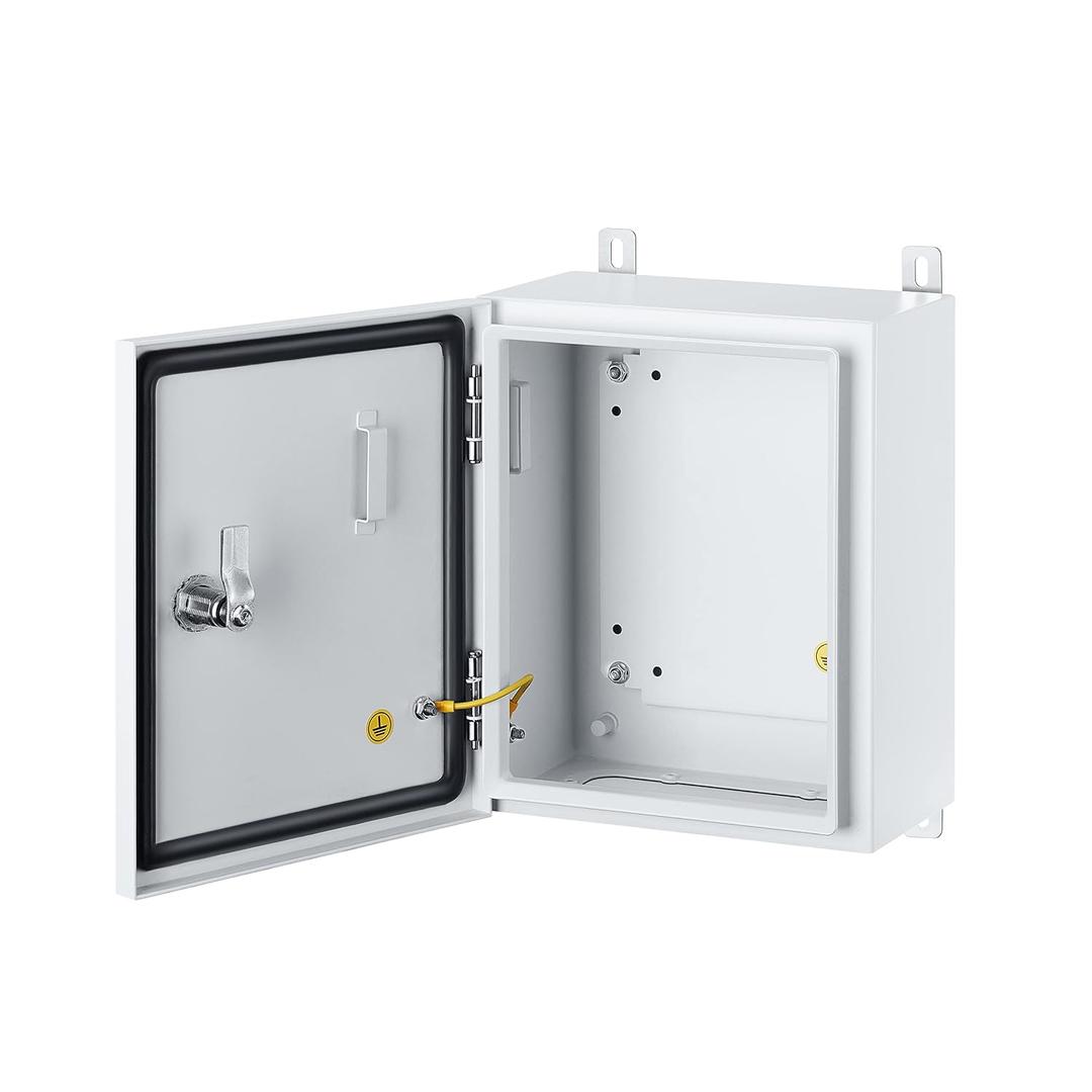 IP65 Weatherproof Metal Box Wall-Mounted Electronic Equipment Enclosure Box with Mounting Plate and Wall Bracket (12'' x 10'' x 6'')