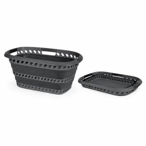 Laundry 360 Collapsible Laundry Basket 40L | Portable | Space Saver Storage | Hold 2 Loads | Store Under the Bed or Closet | Good for Kids | Dorm | Bedroom | Large | Grey/Black