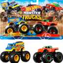 Hot Wheels Monster Trucks 2-Pack, Demolition Doubles Set of 2 Toy Vehicles in 1:64 Scale, for Kids & Collectors