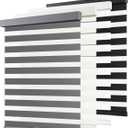 AOSKY Cordless Zebra Blinds for Windows Pull Down Roller Window Shades Dual Layer Light Filtering Privacy for Day and Night, Free-Stop Door Shades for Home Easy to Install (36" W X 72" H, Grey)