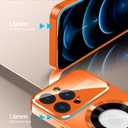 MAKAVO Magnetic for iPhone 12 Pro Max Case, Compatible with MagSafe, Built-in Camera Lens Protector, Logo View, Military Grade Drop Proof Phone Case Cover, Orange