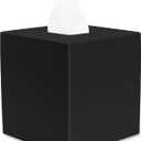 Matte Black Square Tissue Box Cover, Decorative Tissue Box Dispenser for Bathroom, Parlors, Office, Bedroom Dresser, Vanity Countertop, Nightstand, Car, and Desk