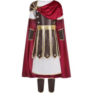 Roman Warrior Costume for Boys, Kids Gladiator Medieval Soldier Cosplay Knight Viking Outfits Halloween Dress Up, Size 12-14Y
