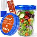 8 Pack 34oz Reusable Freezer Storage Containers with Twist Top Lids Airtight, Clear Plastic Soup Freezer Containers, Quart Food Storage Containers with Lids for Fruit Meal Prep Leftover Lunch Salad