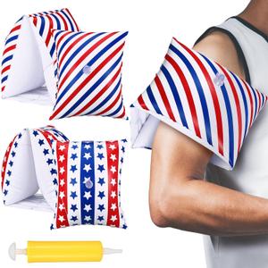 4 Pack 4th of July Adult Arm Floaties for Summer 250th Anniversary Patriotic Inflatable Water Wings Memorial Day American Pool Arm Float Women Men Water Swimming Ring for Swimming Pool Party