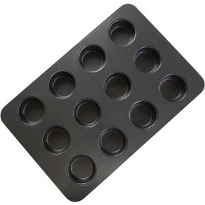 12 Cup Mini Small Muffin Cupcake Pan for Toaster Oven Air Fryer Nonstick Tiny Cake Quiche Cheesecake Tart Baking Tin Tray Bakeware Mold