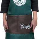 Dress Up America Barista Costume for Kids - Green Apron and Cap - Coffee Barista Costume Set (Medium-Large)