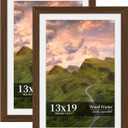 13x19 Picture Frame Set of 2, Wood Frame with Real Glass, Wide Border, 13X19 in