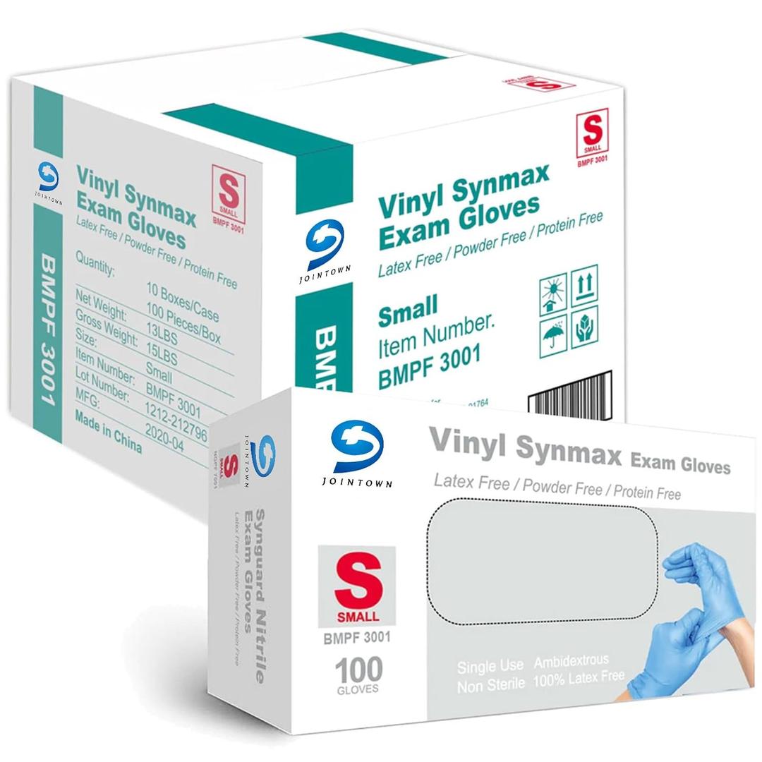 Basic Medical Synmax Vinyl Exam Gloves - Latex-Free & Powder-Free - Small, BMPF-3001(Small (Pack of 1000))