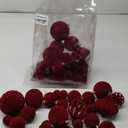 Senjie 63 PCS Velvet Ornaments Balls Sets for Christmas Tree Bulk Red Flocked Christmas Balls Assortment for Xmas Tree Holiday Decor
