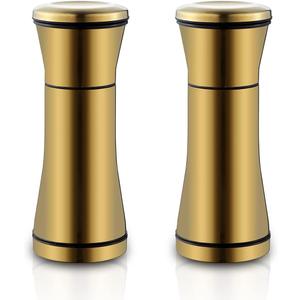Kyraton Gold Salt and Pepper Shakers, Titanium Plating Stainless Steel Salt and Pepper Grinders Refillable Pepper Grinder, Pepper Mill, Salt Grinder, Salt Shaker, Salt Pepper Shaker Set of 2