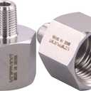 Forged Reducer Adapter Fitting - Stainless Steel 304 Reducing Pipe Connector, 1/2" NPT Female x 1/8" NPT Male (pack of 2)