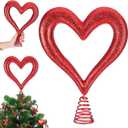 Relaxgiant 11.8 Inch Valentine Glitter Heart Tree Topper Valentines Red Foam Heart Tree Topper for Treetop Large Red Romantic Decorations for Home Wedding Holiday Party Supplies Gift