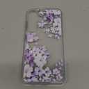 GVIEWIN Compatible with Samsung Galaxy S25 Case, Clear Floral Slim Shockproof Protective Women Phone Case, Non-Yellowing, with Screen Protector & Camera Lens Protector 6.2", Foliolosa/Blue