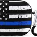 American Blue Line USA Police Stars Flag Pattern Compatible with Airpods Pro Case Cover with Keychain Headphone Cover Unisex Shockproof Protective Wireless Charging Headset Accessories (black-style1)