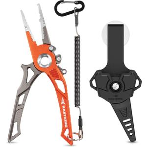 KastKing AlumaStream Finesse Fishing Tool Combo, 7.5 Aluminum Saltwater Fishing Pliers, Crossover Pliers, Wacky & Neko Rig Plier with O-Ring Storage, Fishing Tool Combo, Fishing Gifts for Men