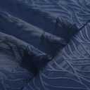 Chyhomenyc Marilyn 2PCS Navy Blue Sheer Valances for Windows 14 Inches Long, Light Filtering Soft Clip Jacquard Textured 3D Leaf Curtains for Bathroom Bedroom Small Windows, 38Wx14L Inches