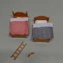 Miniature Dollhouse Bed, 1:12 Dollhouse Bed Doll House Furniture of Bunk Bed with Ladder for Doll House Decor Bedroom Set