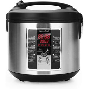 COMFEE' Rice Cooker, Slow Cooker, Steamer, Stewpot, Saut All in One (12 Digital Cooking Programs) Multi Cooker (5.2Qt ) Large Capacity. 24 Hours Preset & Instant Keep Warm, Black/Silver (MB-M25) (10 Cups Uncooked)